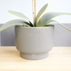 Arranjo De Orquídea Artificial Branca No Vaso Cumbuca Cinza |